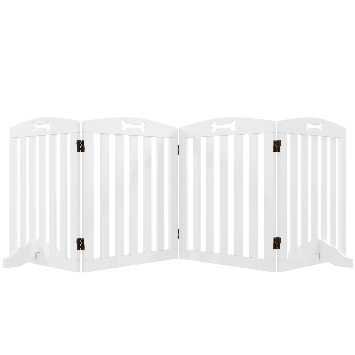 PawHut Absperrgitter Hund Klappbar mit Füßen 207,5 x 61 cm 4 Paneelen Weiß | Freistehendes Schutzgitter, Klappgitter für Katzen, Treppenschutzgitter, Türschutzgitter, Treppengitter, Treppen, Türen