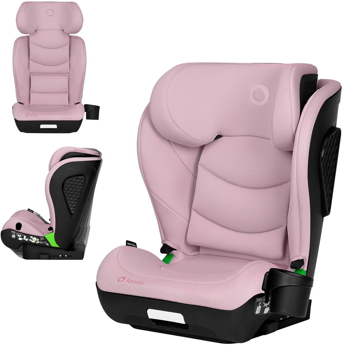 LIONELO NEAL I-SIZE Kindersitz, Gruppe 2 3, von 100-150 cm | Von ca. 3 bis 12 Jahren Befestigung ISOFIX oder ohne Gurte Verstellbare Kopfstütze Seitenschutz Armlehnen Standard R129