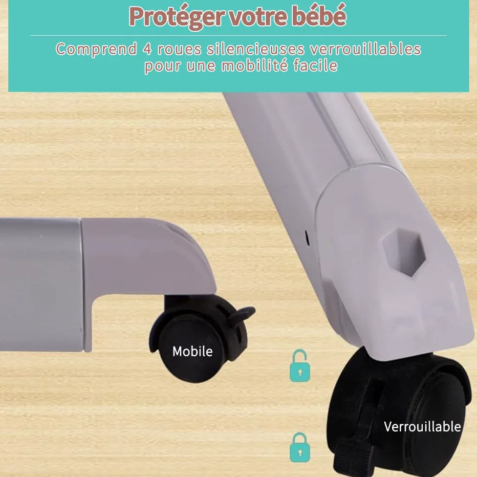Babybett Cododo, Babybett mit Klappfunktion und Fest, Seite zum Öffnen und Zusammenklappen, für Babys von 1 bis 36 Monaten - Cododo Baby höhenverstellbar, ultraweich (92 x 58 x 70 – 90 cm (gebrochenes
