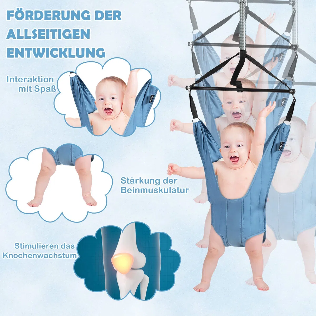 COSTWAY Baby Türhopser längenverstellbar, Tür Schaukel, Türrahmen Jumper inkl. Türklammer, für Kleinkinder von 6-12 Monate (Blau)