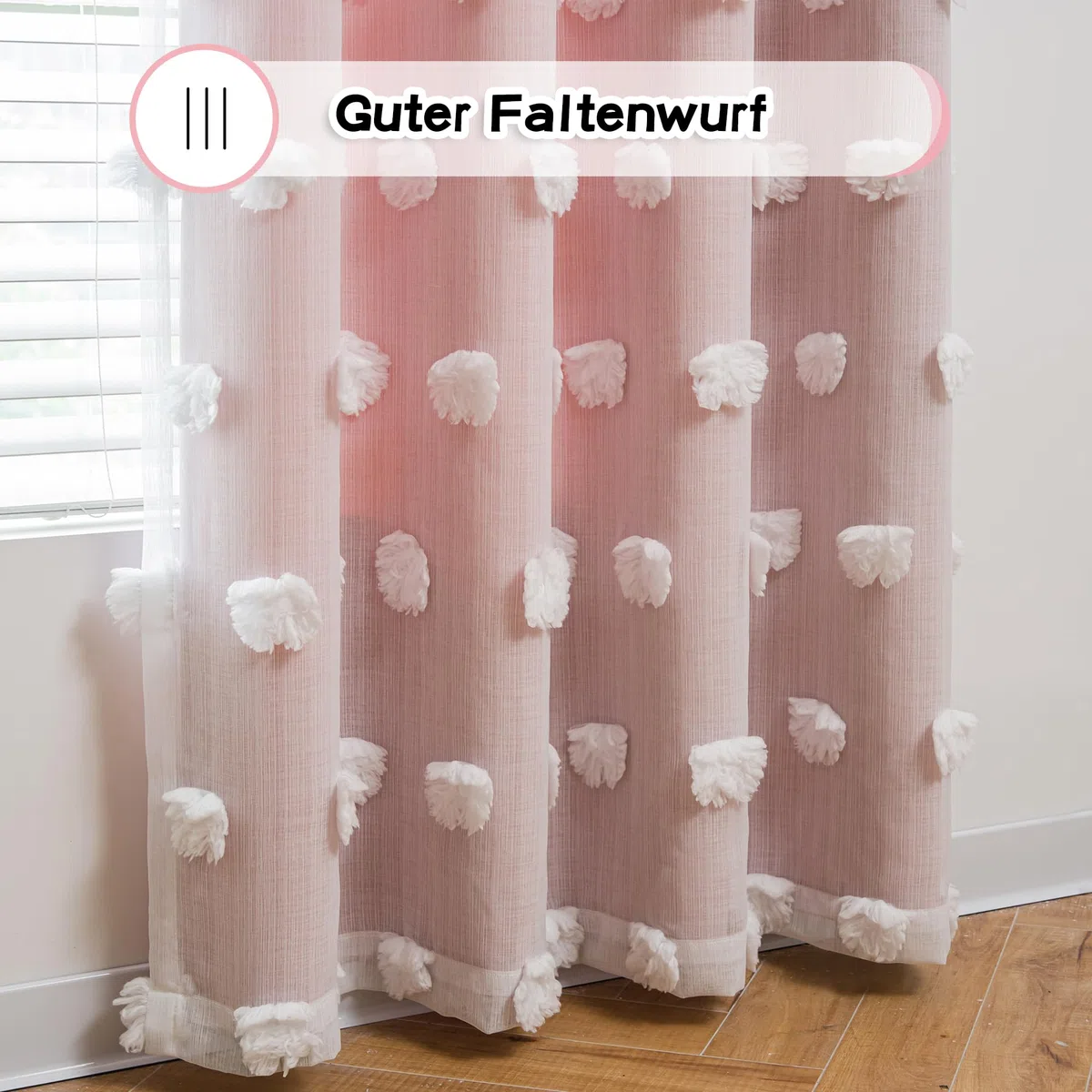 MYSKY HOME Gardinen Kinderzimmer Mädchen Verdunkelungsvorhang 2er Set Vorhänge mit Ösen Weiß Gaze Doppellagige Modern Gardine Kurz Wohnzimmer Verdunkelung Vorhang, H 160 x B 132 cm, Rosa