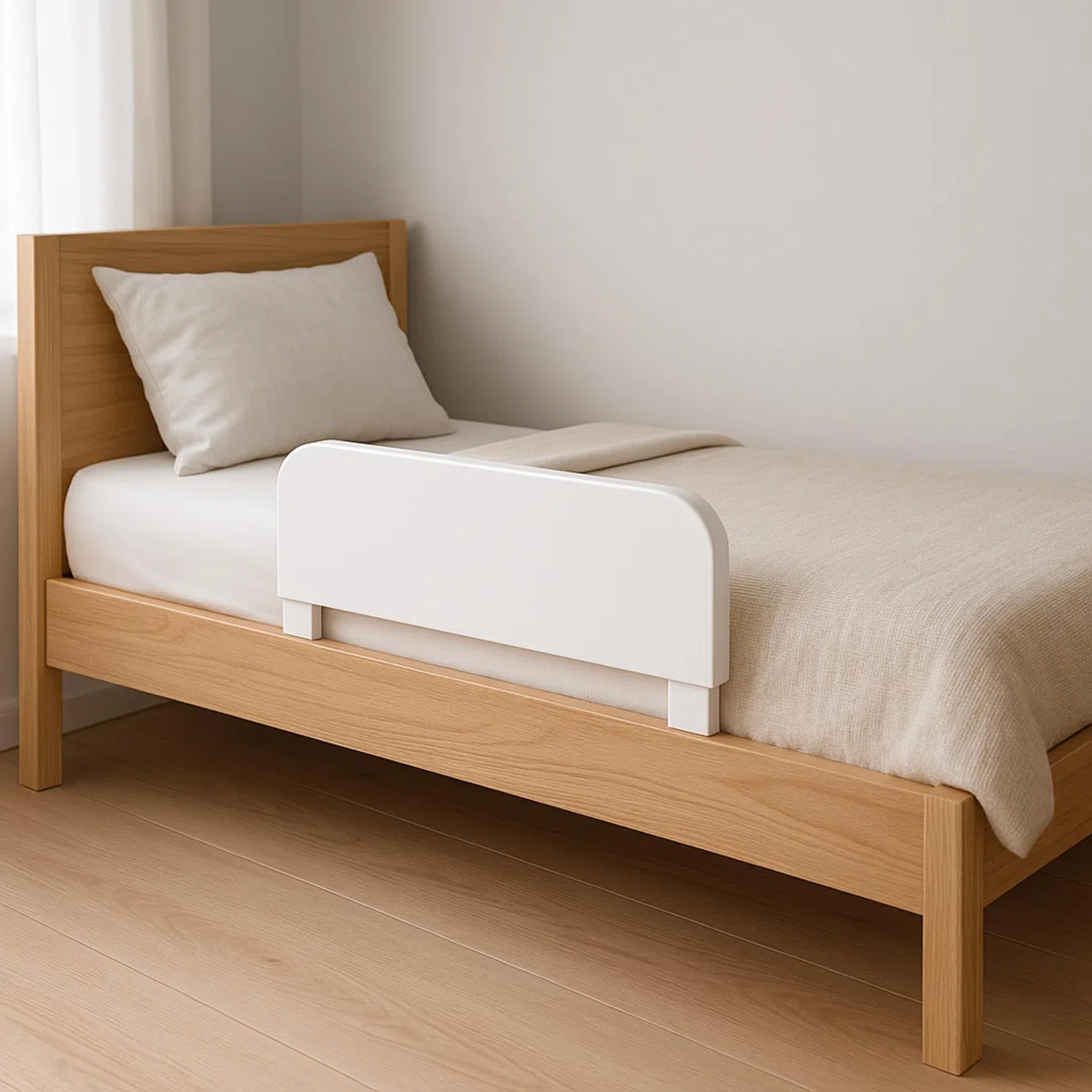 Bettgitter Rausfallschutz Kinderbett 60 x 20 cm, Rosa, ohne Bohren | Stabile Absturzsicherung aus laminierter Platte, Montage unter der Matratze, passend für Kinderbett und Babybett