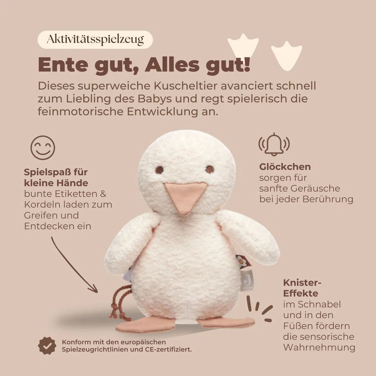 Baby Geschenkkorb zur Geburt – Windeltorte neutral mit Kuscheltier Ente, Spucktuch & Karte, Baby Willkommensgeschenk Junge & Mädchen, Handmade Erstausstattung Set & Wickeltisch Organizer