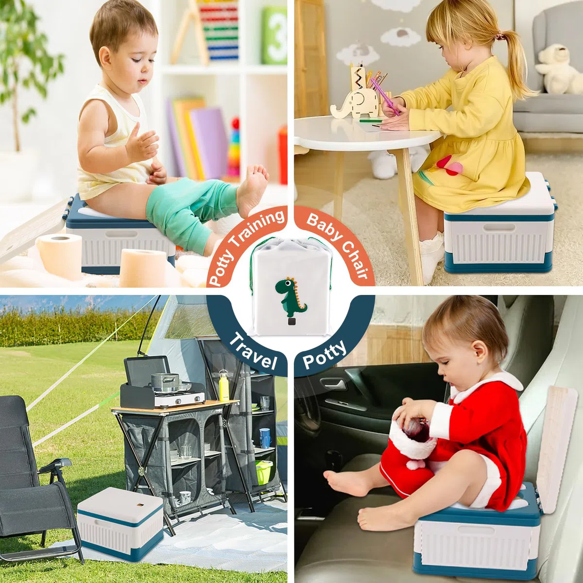 Fabulas Tragbares Töpfchen für Kleinkinder, Reisen, faltbarer Reise-Töpfchentraining, Toilettensitz für Kinder, Jungen, Mädchen, mobile Notfall-WC im Auto für Camping, Outdoor, Indoor, mit 30