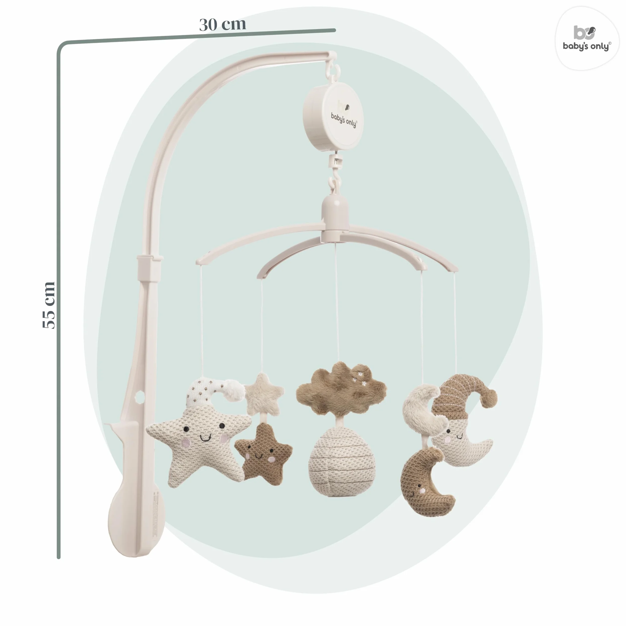 Baby's Only - Musik Mobile Baby Heaven - Mit gestrickten Figuren - Baby Spieluhr mit Musik - Einfach anzubringen - Mobile Baby mit Musik - Für Jungen und Mädchen - Clay/Warm Linen