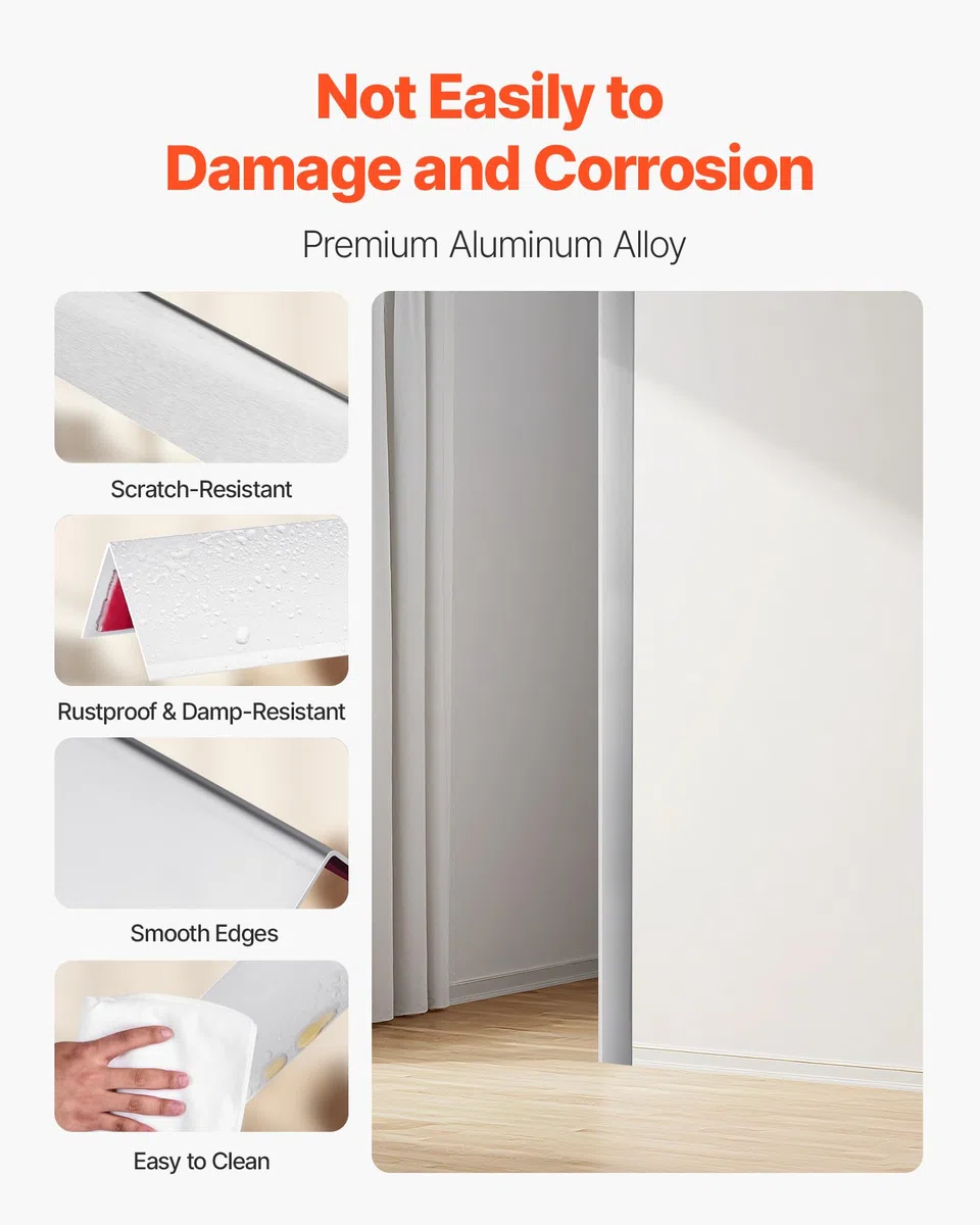 VEVOR Kantenschutz für Wand, aus Aluminiumlegierung, 50x50x1217 mm, 12er-Pack Eckenschutz im 90-Grad-Winkel in L-Form, mit 3M Klebeband, ideal für Zuhause, Büro & öffentliche Räume
