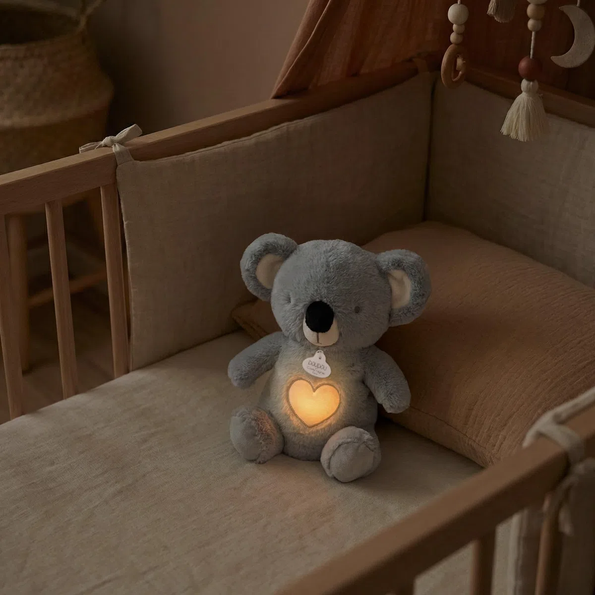 Doudou et Compagnie - Atmungsaktives Plüschtier Koala Respi'Rêves – 28 cm – Plüschtier mit Musik, beleuchtet, mit Atmungsbewegung – Schlafhilfe für Babys – Geschenk zur Geburt für Jungen und Mädchen