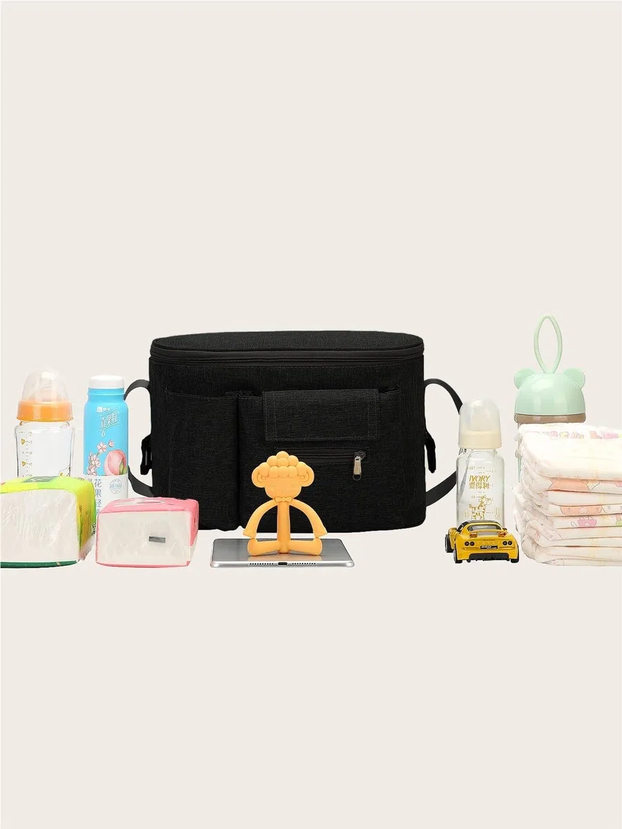 Kinderwagen Organizer Taschen Mumie Große Kapazität Reise Hängen Tasche Flaschenhalter Kinderwagen Windel Taschen Kinder Kinderwagen Zubehör(GRAY)