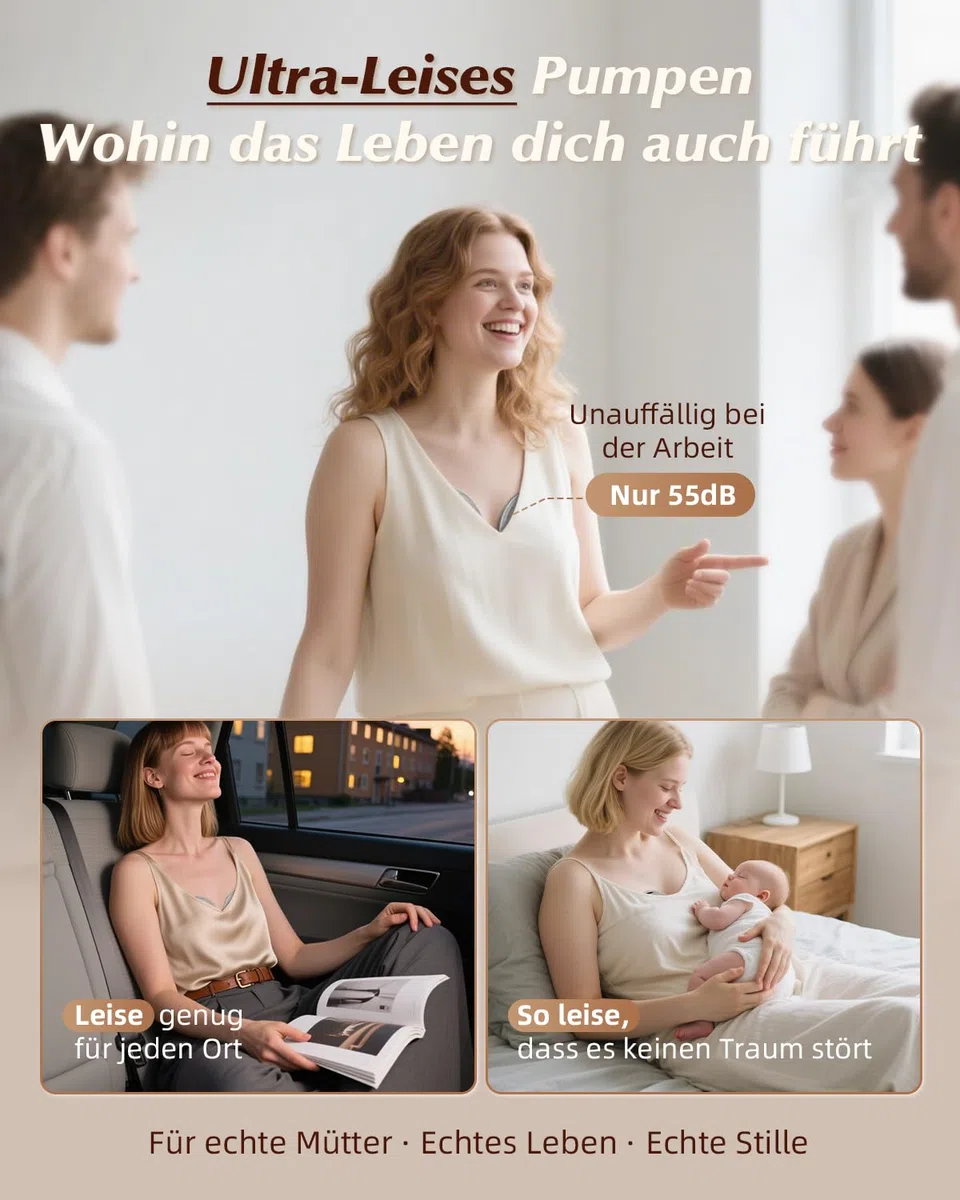 KISSBOBO K5 Milchpumpe Elektrisch,4 Modi 19 Stufen,280mmHg Starke Saugleistung elektrische milchpumpe freihändig,Schmerzfreie elektrisch tragbar (1 Stück/Weiß)