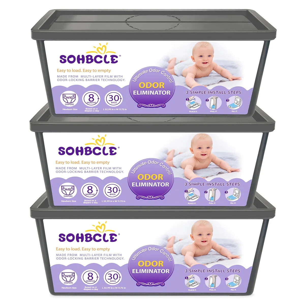 Nachfüllpackungen, kompatibel mit Genie Easy Roll Signature Windeleimer und Platinum-Windeleimer, verbesserte 90 Beutel für bis zu 4200 Neugeborenen-Windeln, extra dick, leistungsstarke