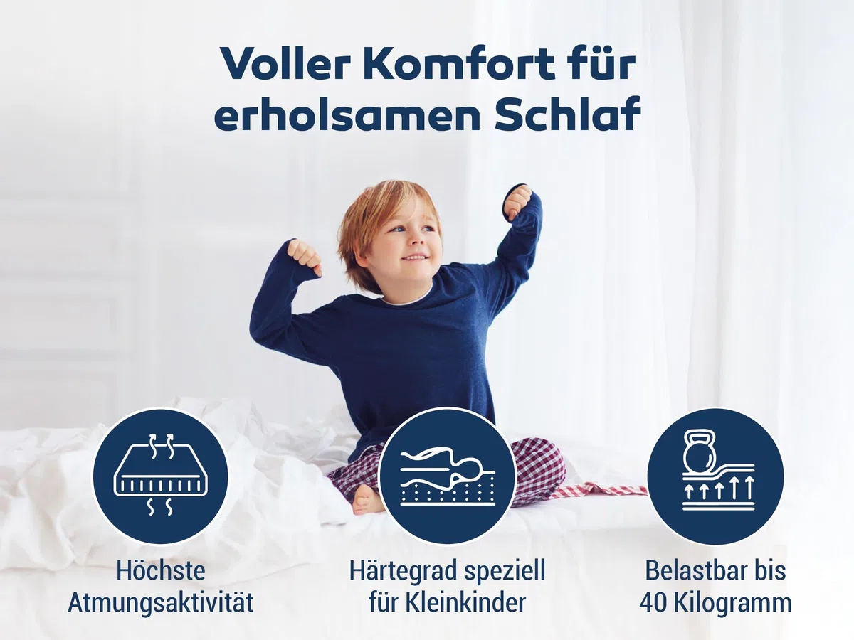 BettenABC - Matratze für Babys & Kleinkinder - 60x120 cm - Spezieller Härtegrad & Oeko-TEX-Zertifiziert - Optimale Hygiene Dank abnehmbarem & waschbarem Polyester-Bezug - Lieferung per Paket