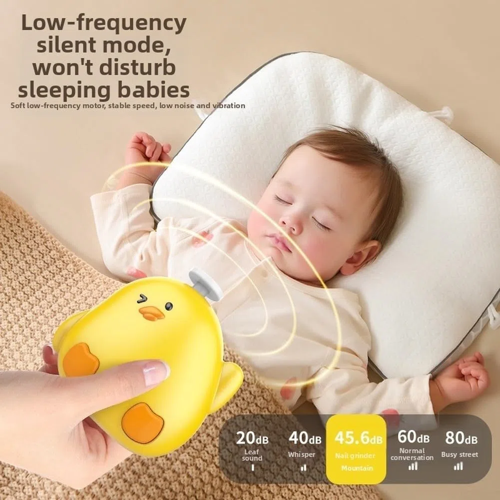 Wiederaufladbare Baby-Nagelfeile Elektrischer Geräuscharmer Trimmer mit 6 Aufsätzen, Sicheres, sanftes Maniküre-Set für Neugeborene, Reisebereit(B)