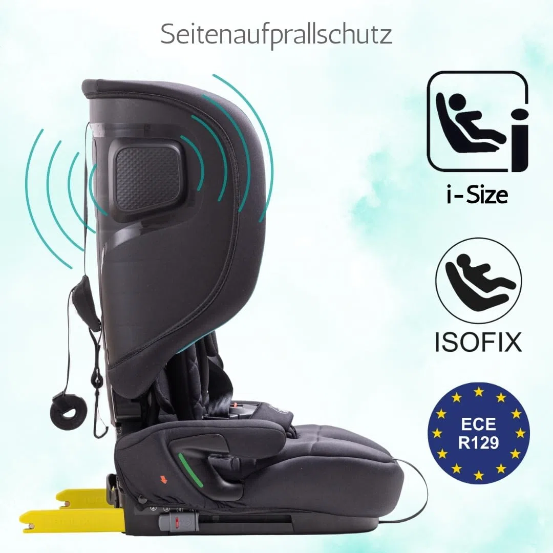 Urban Kanga Wallaroo Grow Faltbarer Kindersitz 76–150 cm R129 | R129 Kindersitz 76–150 cm – faltbar, ISOFIX, Top Tether, inkl. Tragetasche