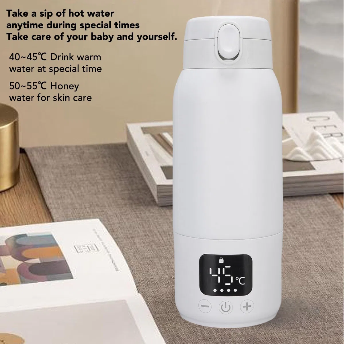 SIXRUN Portable Milk Warmer 500mL – Fast Electric Bottle Warmer for Breast Milk & Water, Stainless Steel 316L Heating Plate, 100W Quick Heating, Compact Travel Design