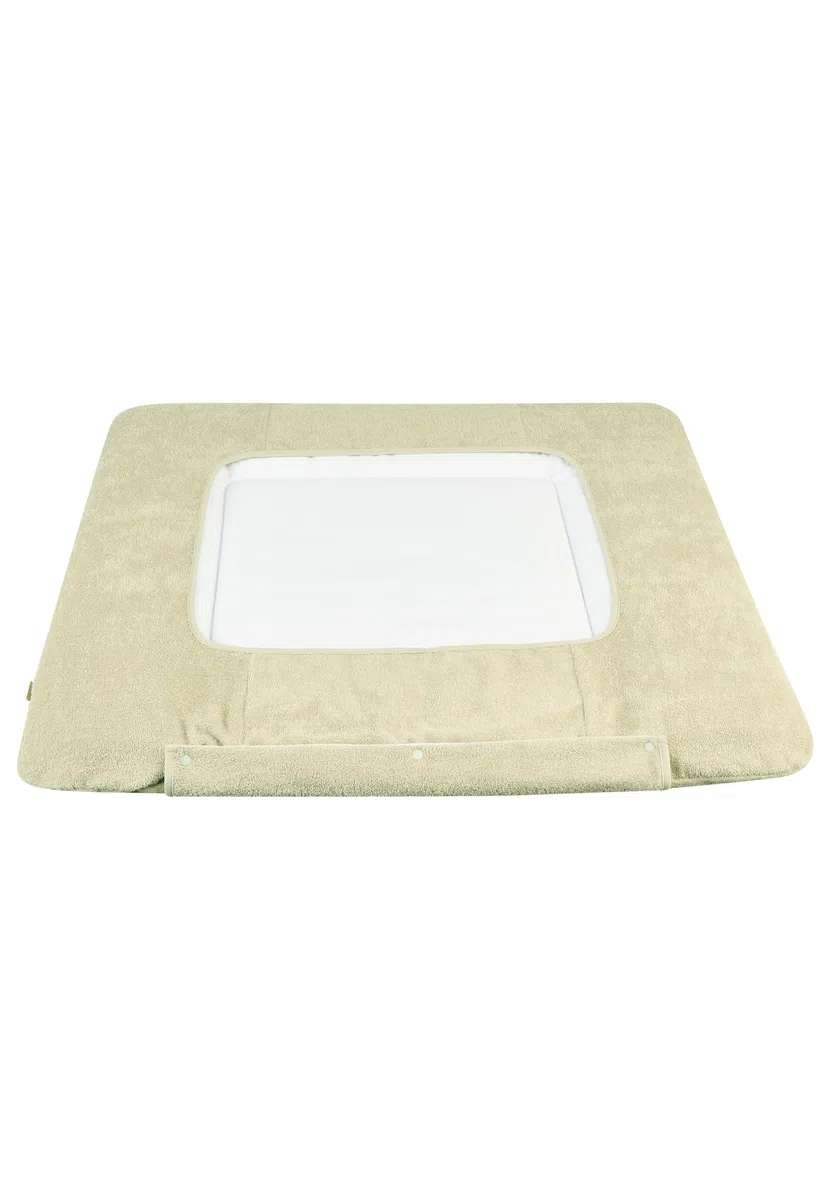 Sterntaler Wickelauflagenbezug Giraffe & Löwe 80x90cm – Saugfähige Baumwolle mit abtrennbarem, wasserundurchlässigem Frottee-Teil – süße Stickereien – Wickelunterlage für Unterwegs, steingrau