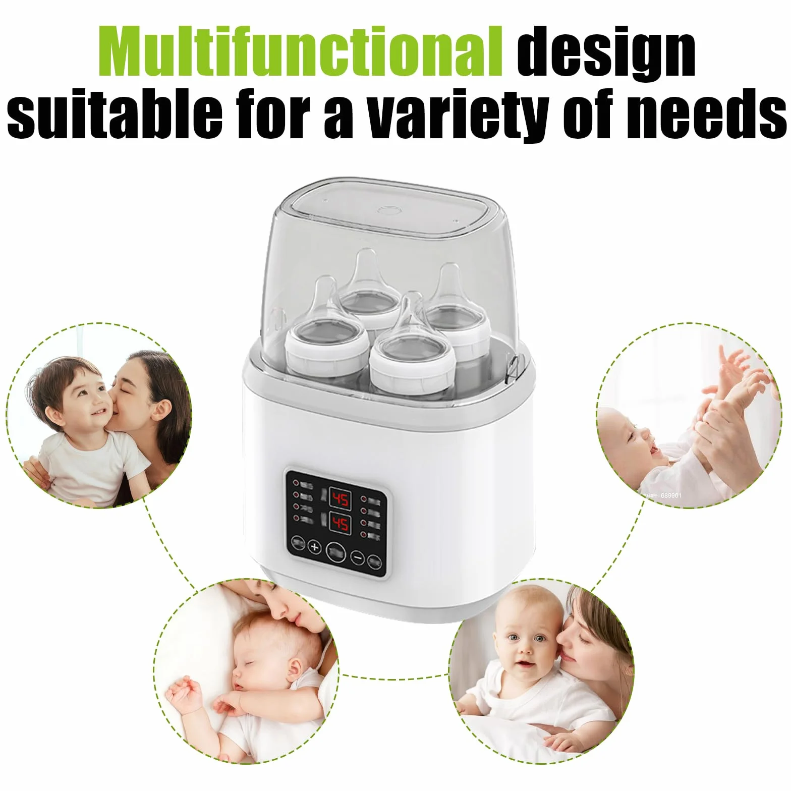 GBKDQQ Flaschenwärmer Baby, 8-in-1 Sterilisator für Babyflaschen Milchflaschenwärmer für Babys Schnell-Flaschenwärmer Fast Babykostwärmer & Abtauung, BPA-freier Babynahrungsheizung mit LCD-Display