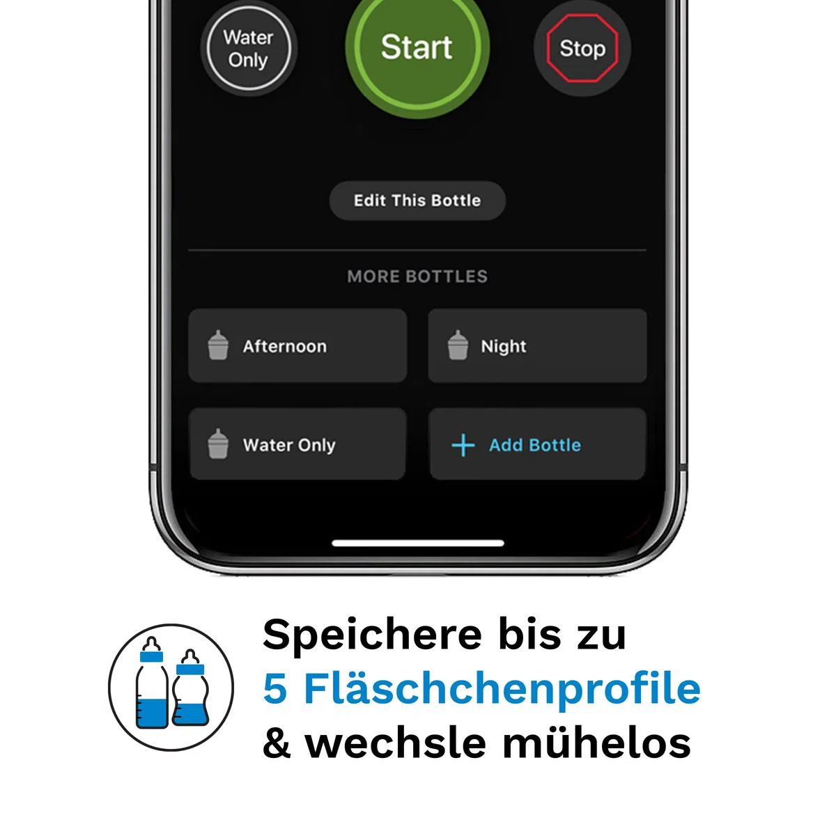 Baby Brezza Set automatischer Flaschenzubereiter WiFi, schwarz | App-Steuerung, inkl. extra Milchpulvertrichter, mischt Milchpulver & Wasser, Fernstart per Smartphone, 3 Temperaturstufen
