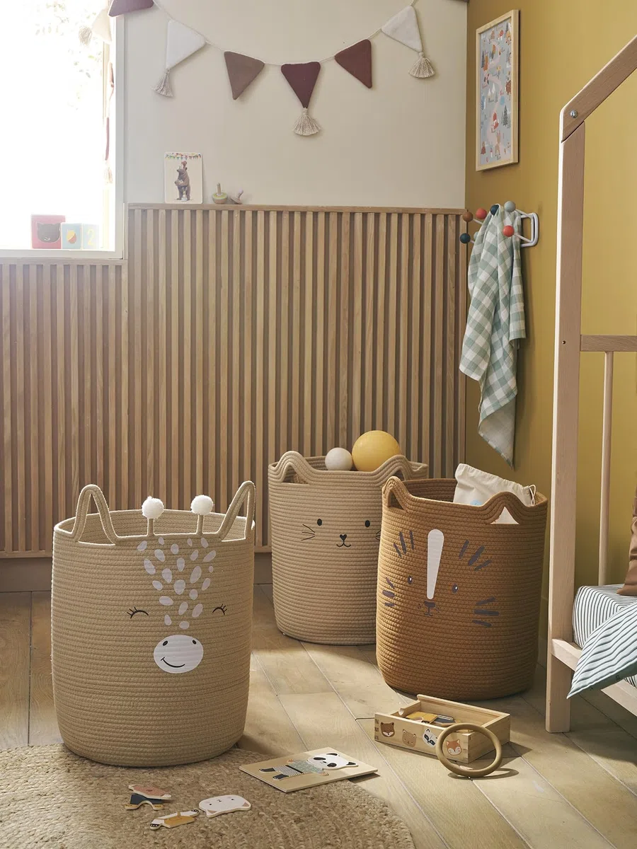 Vertbaudet Kinderzimmer Aufbewahrungskorb KATZE beige