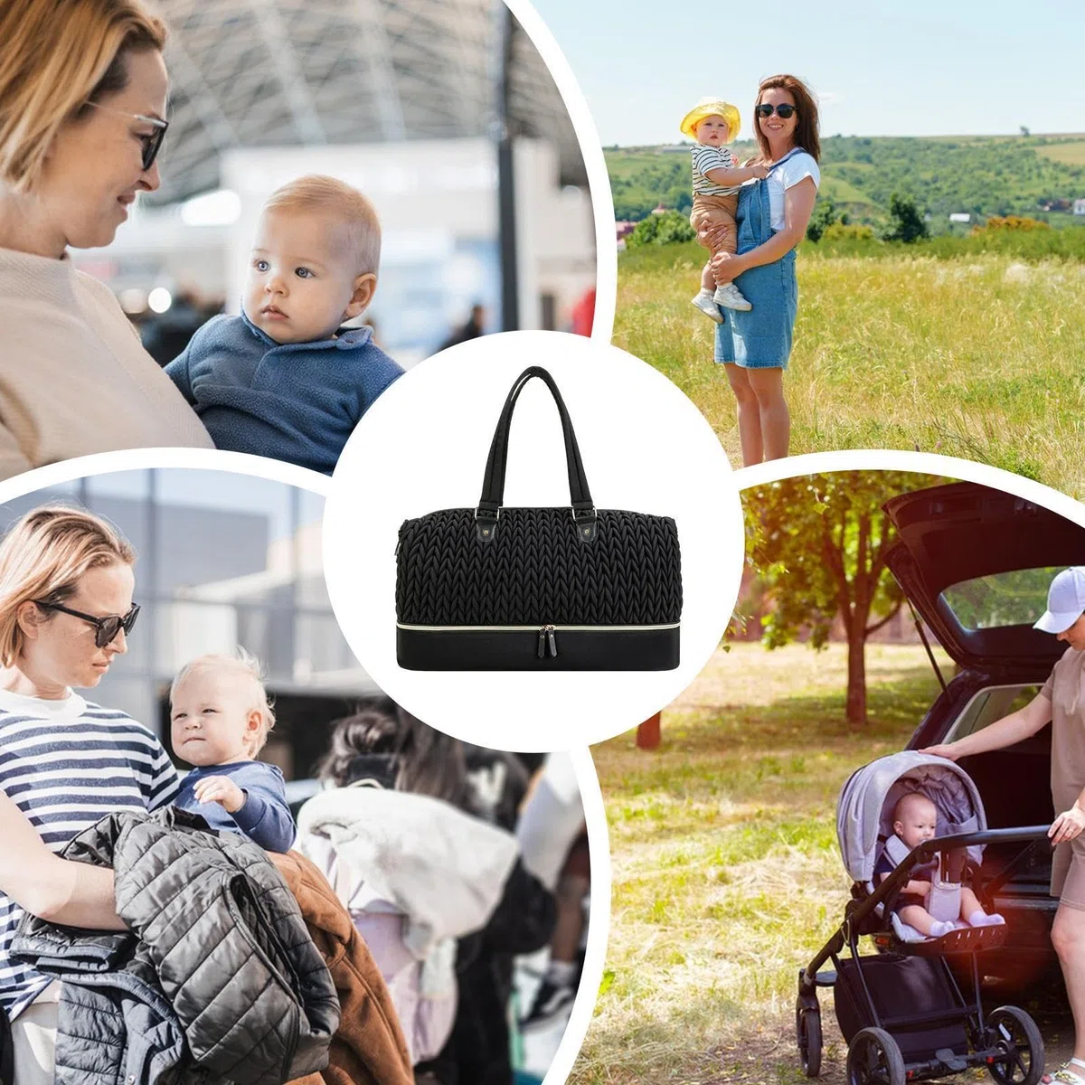 Generico Wasserdichte Wickeltasche für Damen, tragbare Wickelunterlage mit | isolierter Tasche, Organizer für Windeln und Feuchttücher, praktisches Zubehör für Zuhause, Reisen, Spaziergänge Eltern