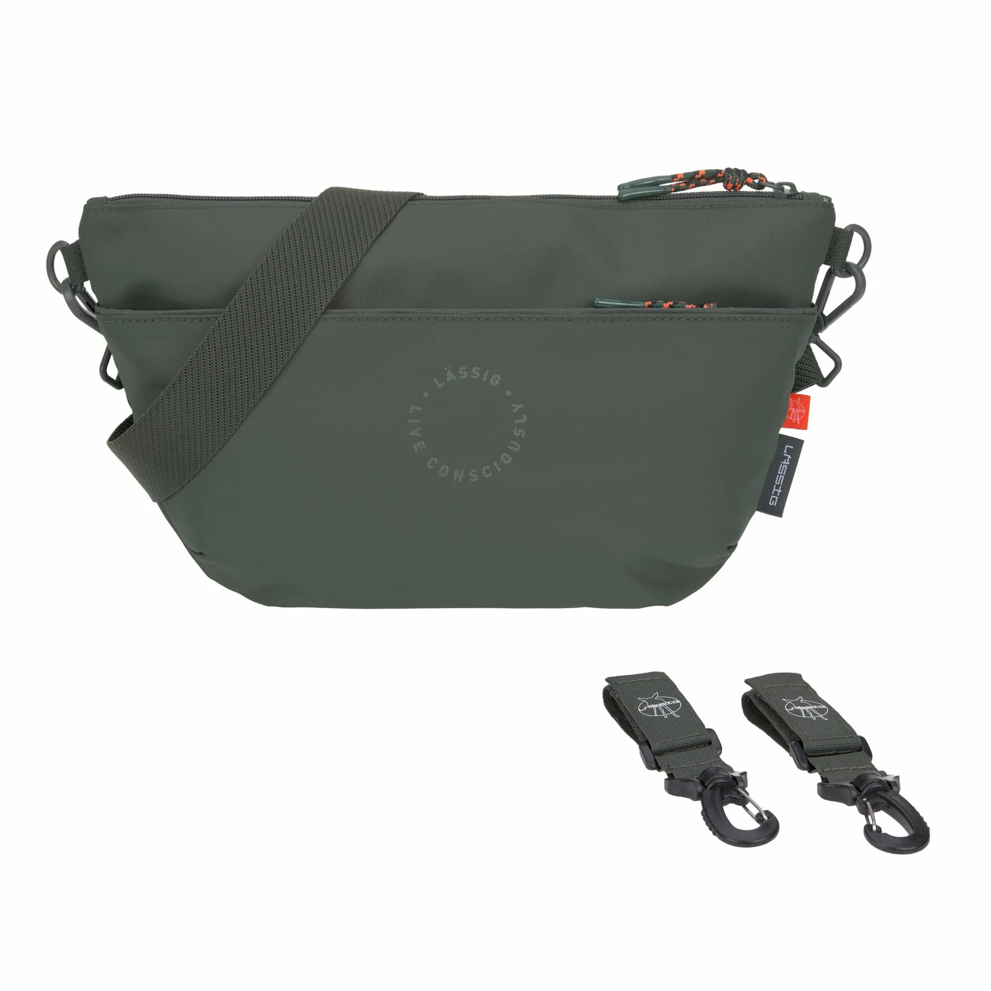 LÄSSIG Baby Kinderwagenorganizer Umhängetasche Kinderwagentasche inkl. Kinderwagenbefestigung/Buggy Bum Bag dark olive