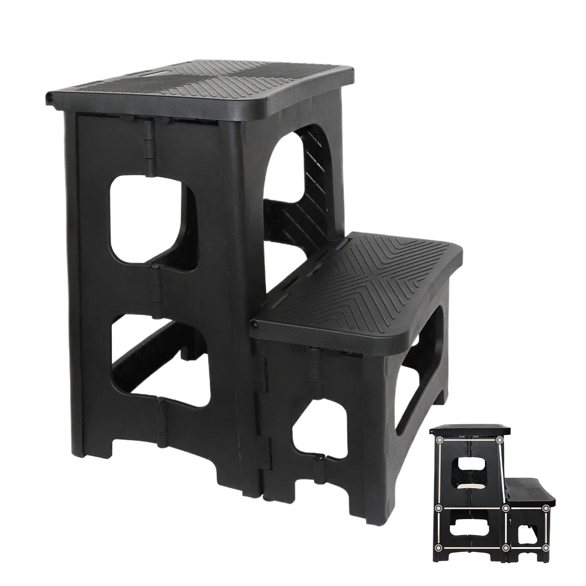 Zusammenklappbarer Tritthocker Leichte, Breite Zweistufige Trittleiter | Belastbar Bis 113 Kg Küchen-Trittleiter, Küche, Badezimmer, Büros, Bibliothek, Innen- Und Außenbereich
