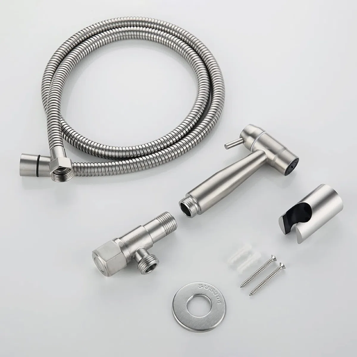 Hand-Bidet-Sprühgerät for Toilette Messing gebürstetes Badezimmer-Stoffwindel-Sprühset mit einzelnem Kaltwasser, wandmontiertes Toiletten-Bidet-Sprühset for die Damenhygiene