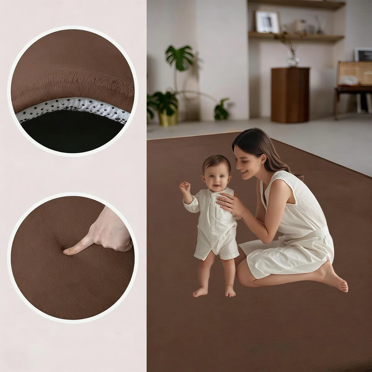 Krabbelmatte Baby Faltbar Spielmatte Kinder Spieldecke 120 x 180 cm, Kinderteppich 3cm Krabbeldecke Für Baby, Spielteppich, Bodenmatte Kinder, Babymatte Kindermatte Braun