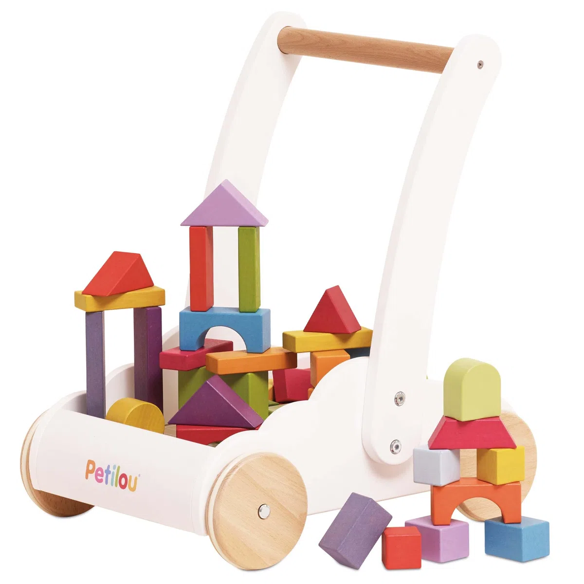 Le Toy Van – Pädagogischer Petilou Lauflernwagen „Regenbogen & Wolken“ aus Holz für Kleinkinder und Babys | Für Mädchen & Jungen | Geeignet für Kinder ab einem Jahr