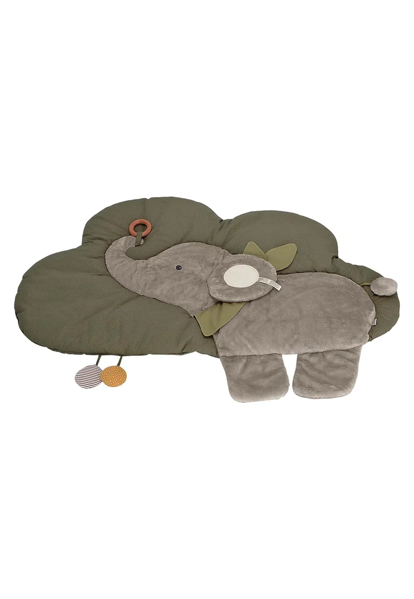 Sterntaler Baby Unisex Krabbeldecke Wolkenform Elefant Eddy - Schlafteppich, Spielmatte aus Flauschstoff, Spieldecke - grau