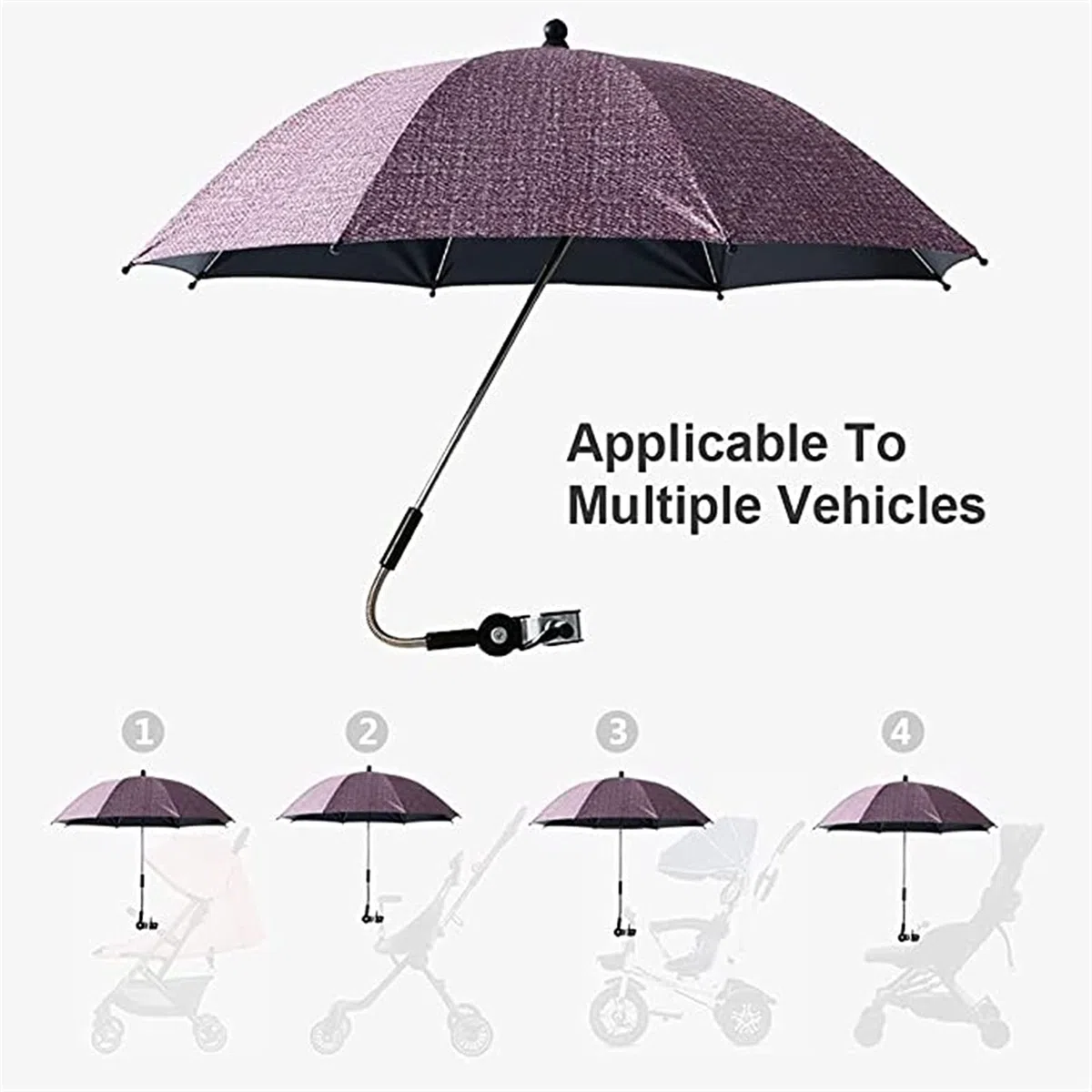 Universal Kinderwagenschirm Gebogen Sonnenschirm Regenschirm Sonnensegel Durchmesse 75cm/85cm UV-Schutz Für Kinderwagen Babywagen & Buggy Zubehör (Color : Red, Size : 85cm)