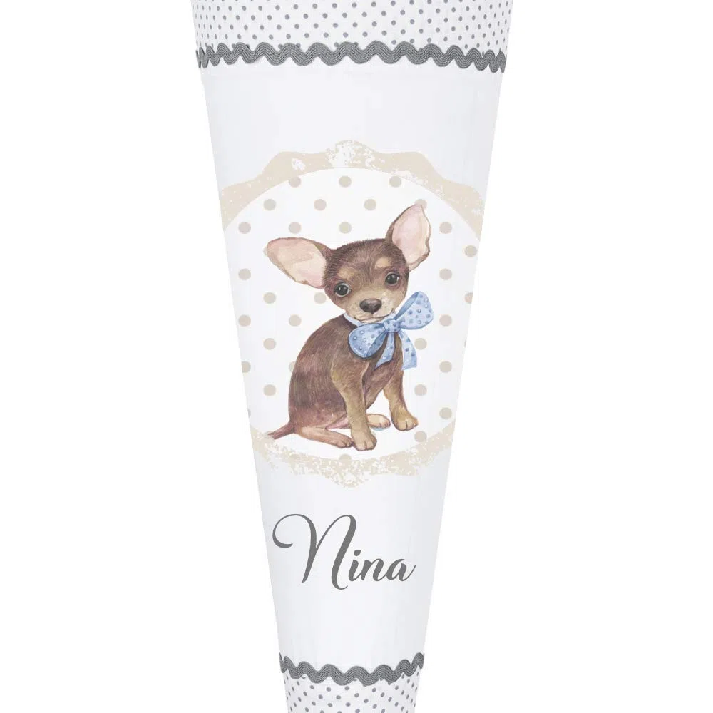 Hund Schultüte mit Namen aus Stoff 70cm groß