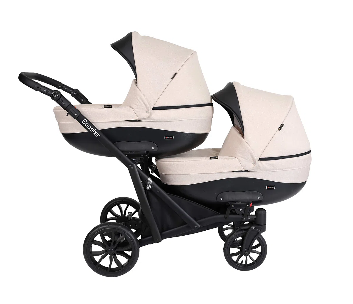 KUNERT BOOSTER 3in1 2in1 Kinderwagen Komplettset Zwillingskinderwagen Babywagen Kombikinderwagen Komplettset Geschwisterwagen Kinder Wagen set Zwillingsbuggy Doppelkinderwagen (Creme, 3 in 1 Cosmo)