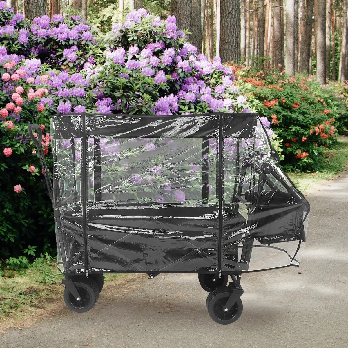 Transparente PVC Wagenabdeckung Faltbar und Verschleißfest | Gartenwagen und Bollerwagen, Geeignet für Picknick und Camping, Klare Hülle mit Wetterfester Ausführung