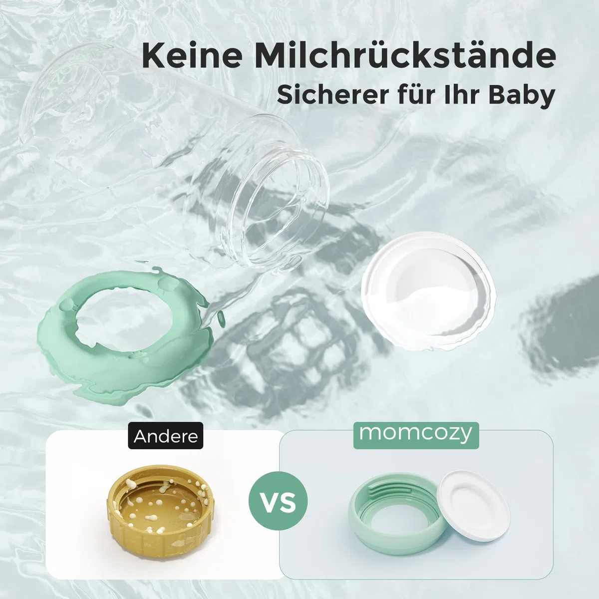 Momcozy Natürliche Baby Bottle Muttermilch Bewahrung, 330ml Breitmaul-Muttermilch-Aufbewahrungsflasche für Kühlschrank & Momcozy Muttermilch-Kühler, BPA-freie Milchsammelflaschen, Stillhilfe, 4er Pack