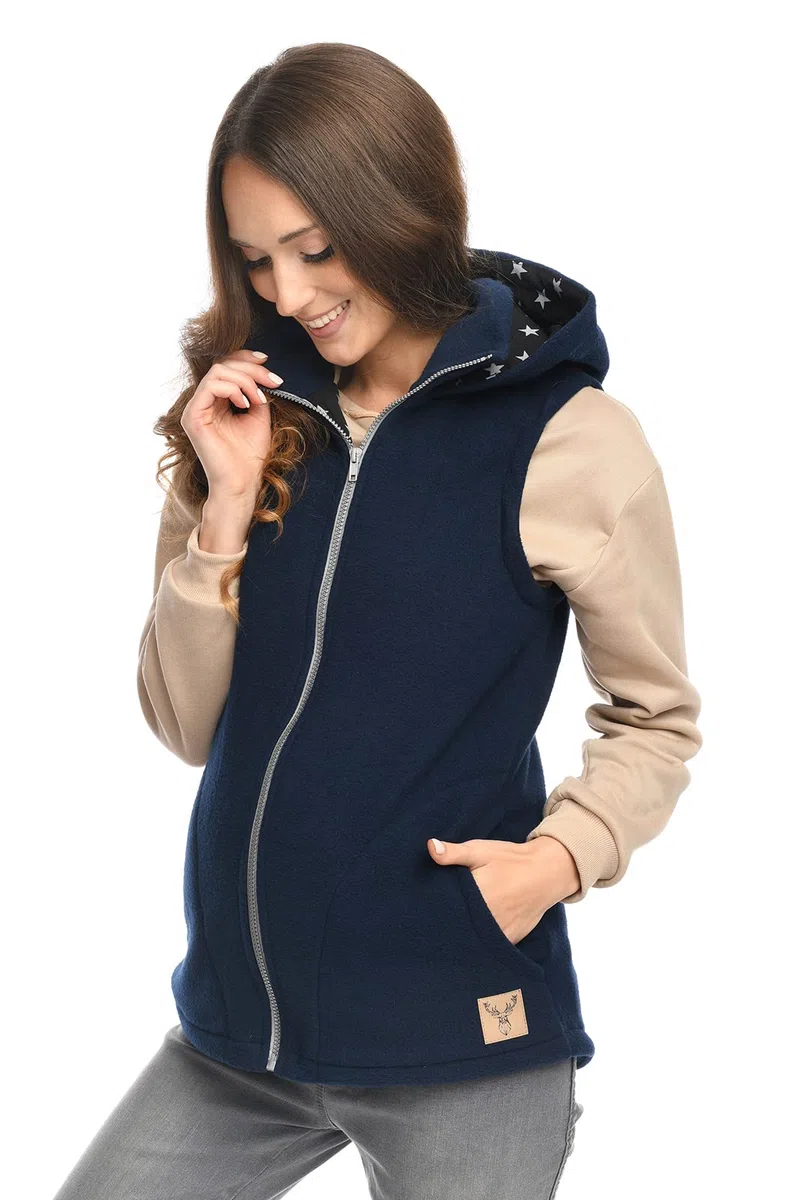 MijaCulture 3-in-1 Umstands-Trageweste ohne Ärmel – Zubehör für Babytrage oder Tragetuch, Modell 4131 (Dunkelblau, XL)