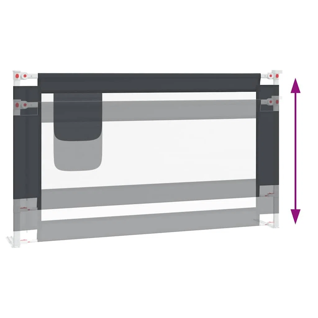 Kleinkind-Bettschutzgitter Dunkelgrau 140x25 cm Stoff mit Höhenverstellung, klappbar, Sicherheit Rausfallschutz für Kinderbett, Babybett, Elternbett, Boxspringbett, Schlafschutz