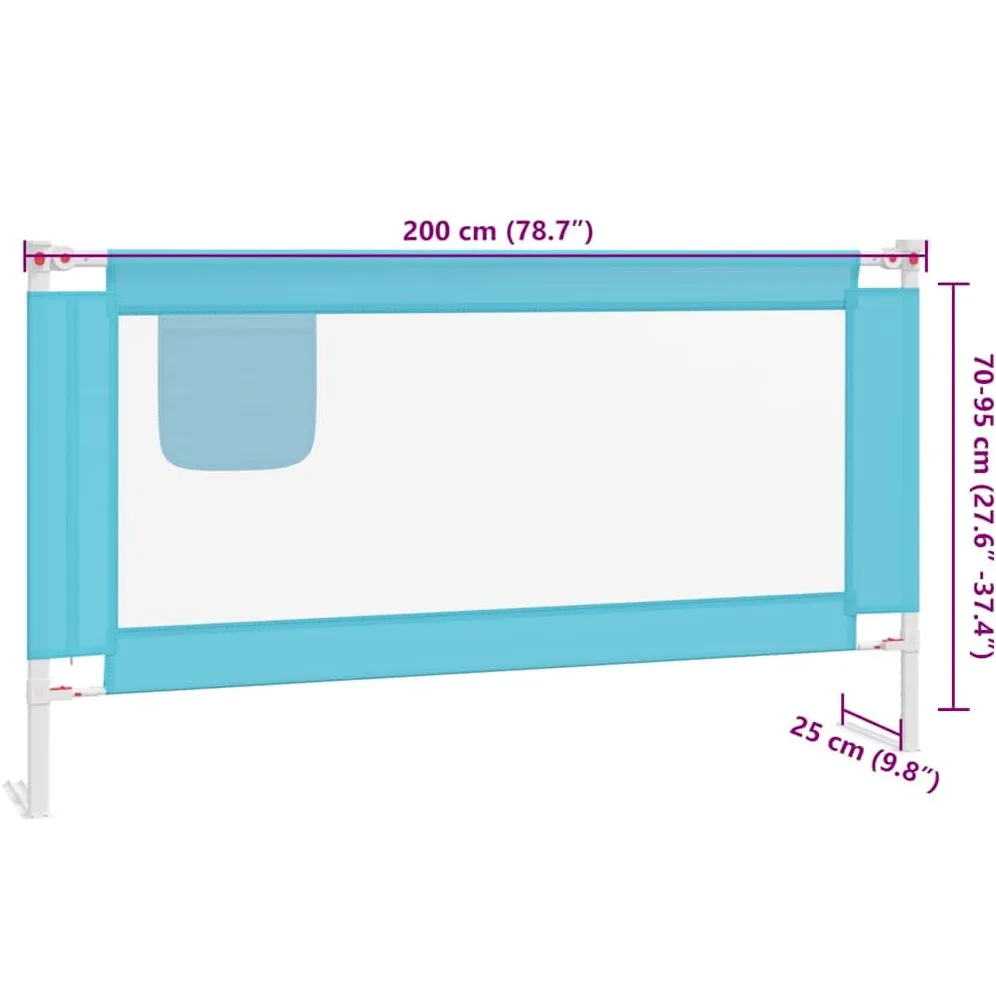 vidaXL Kleinkind Bettschutzgitter Bettgitter Kinderbettgitter Babybettgitter Gitter Kinderbett Babybett Rausfallschutz Blau 200x25cm Stoff