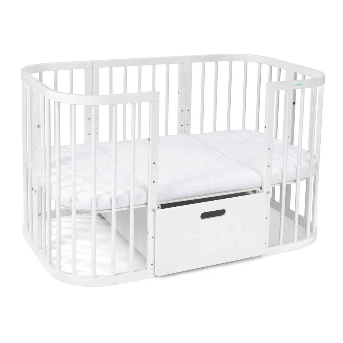 waldin Schublade für 7in1 Babybett ohne Bett, Weiß | Schafft Zusätzlichen Stauraum unter Ihrem 7in1 Bett, Passend für Klassische und Ovale Modelle ohne Bett