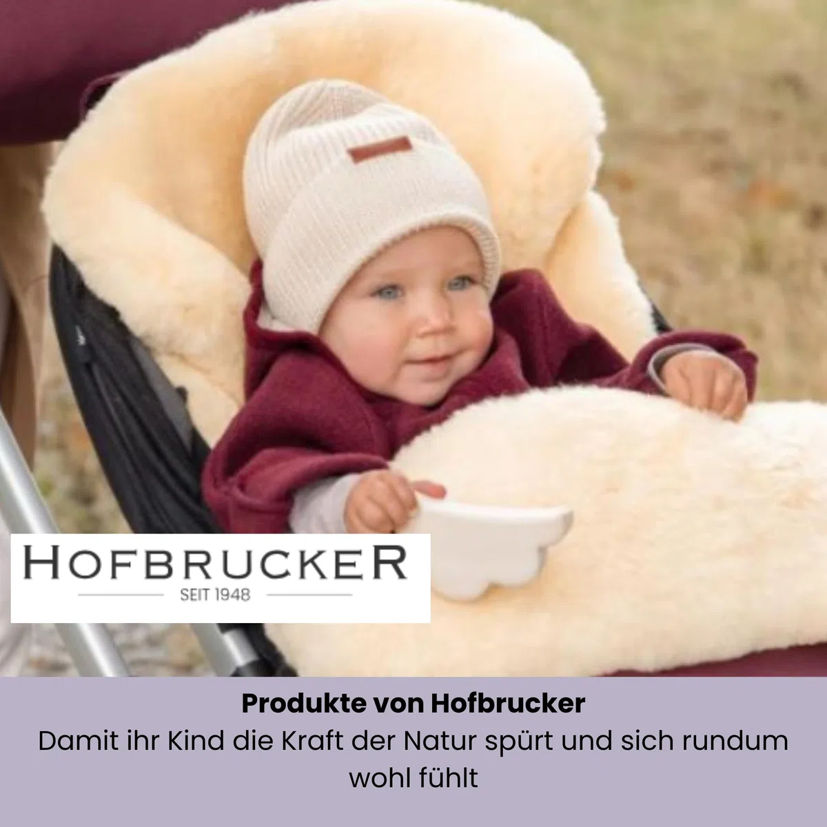 Hofbrucker Lammfell-Fußsack Alaska für Kinderwagen und Buggy, Babyfusssack mit Lammfell, Warmer Winterfußsack mit Mumienform, Babyfusssack geeignet 0-3 Jahre