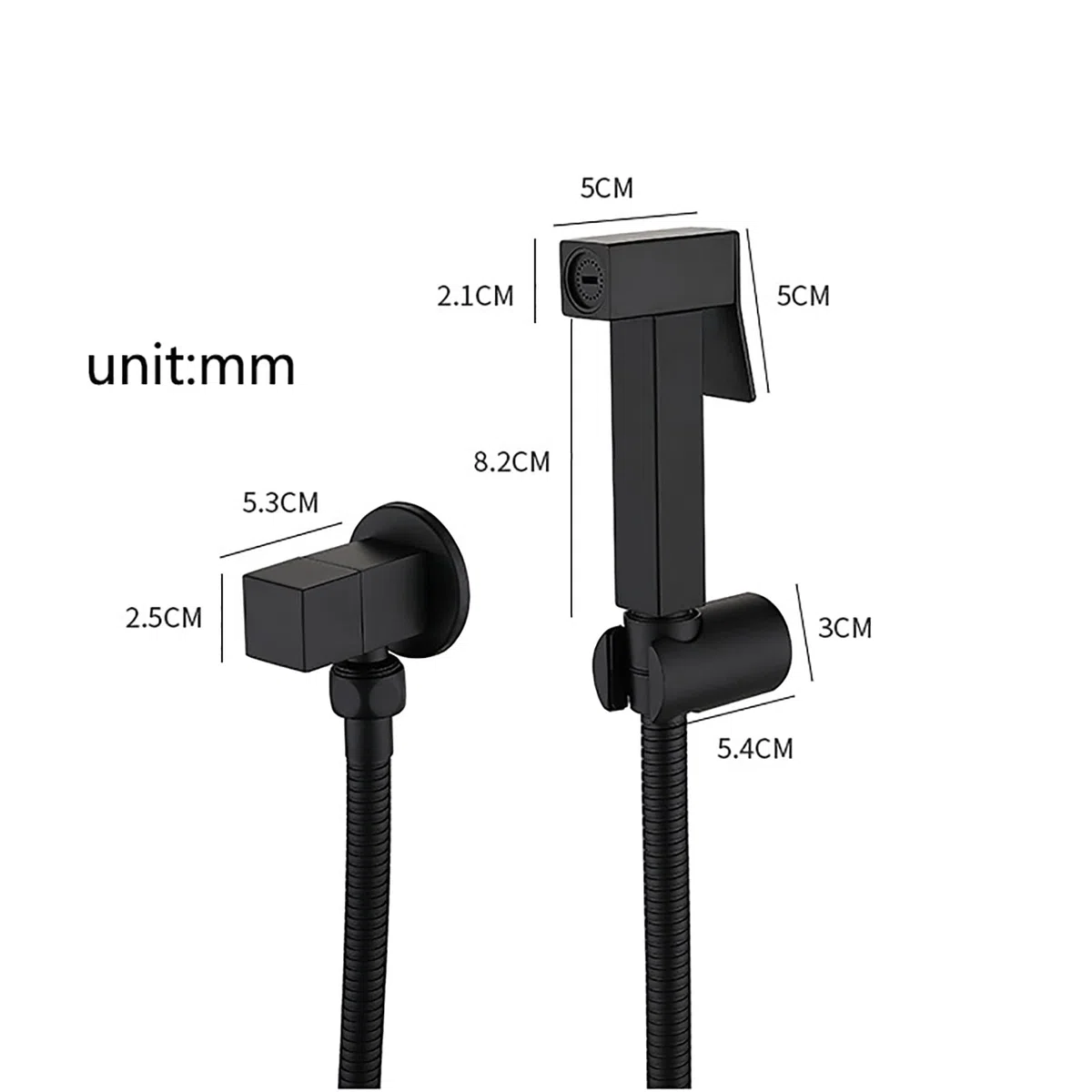 Hand-Bidet-Sprühgerät for Toilette Messing-Badezimmer-Stoffwindel-Sprühset mit einzelnem Kaltwasser, Wandmontage-Toiletten-Bidet-Sprühset for die Damenhygiene, Schwarz(Noir)