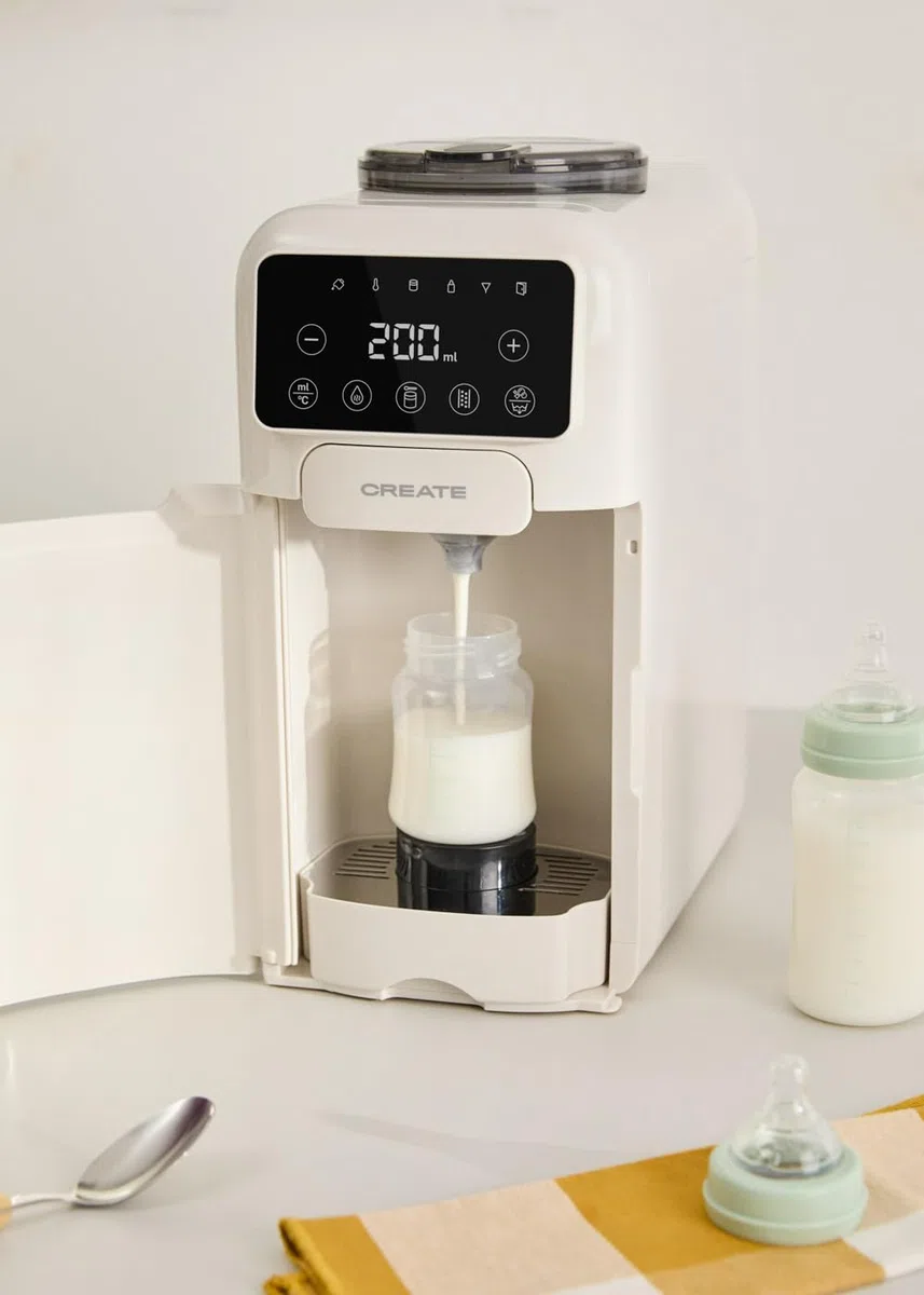 CREATE/BABY THERA MATIC/Automatischer Flaschenbereiter mit Milchpulverdosierer Cremeweiß/Einstellbare Temperatur und Dosierung, verschiedene Flaschenhöhen, Selbstreinigung, 1350W