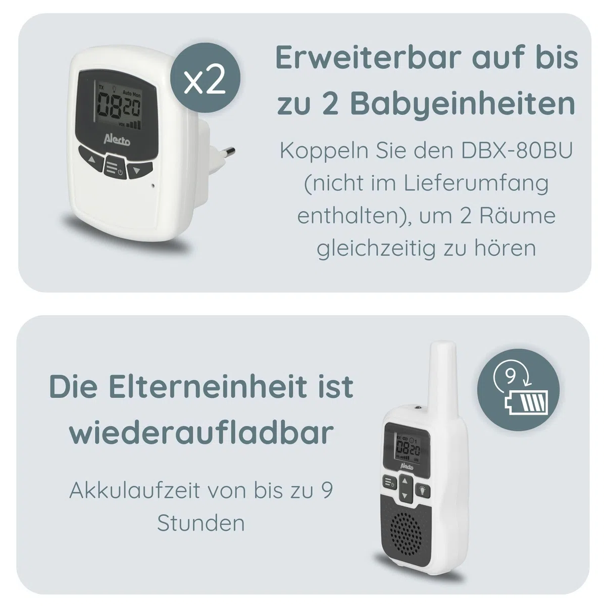Alecto DBX-80 - Baby DBX-80 Babyphone - Babyfon - Baby Phone - Ohne Kamera