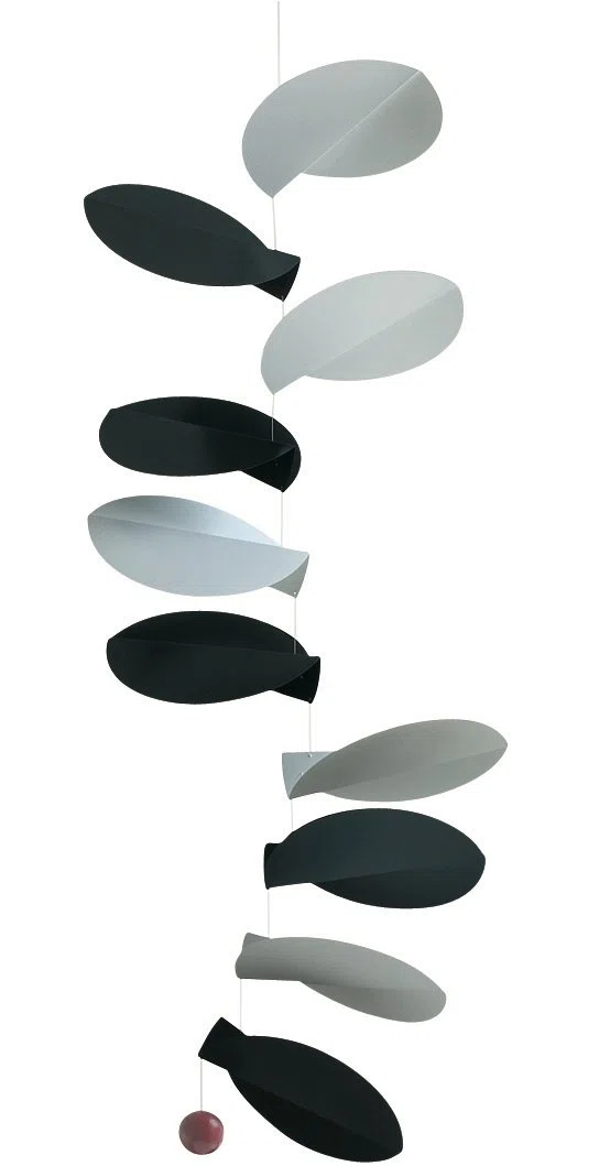 Flensted Mobiles Turning Leaves Holz/Folie Schwarz-Weiß 30x80cm, 141w