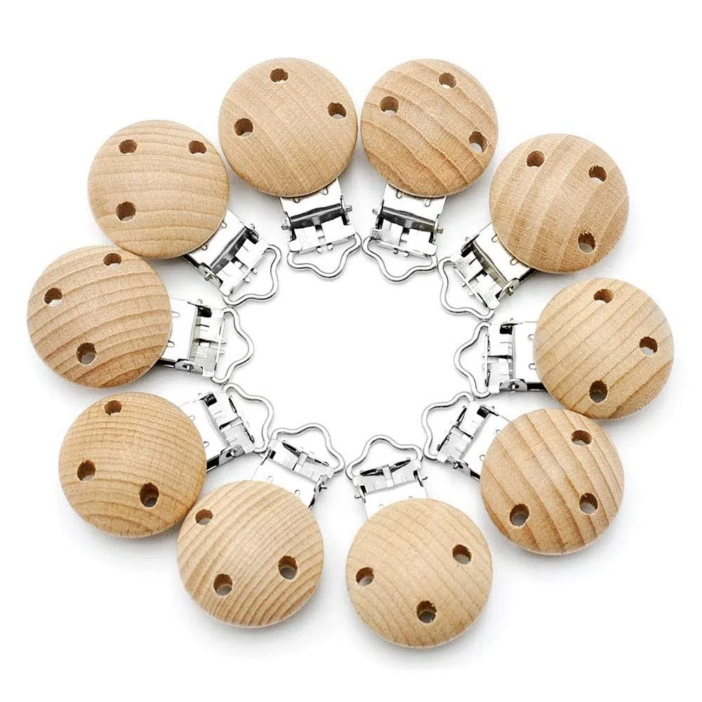 RUBY 10 Stücke Schnullerclip Holz Schadstofffrei Baby Dummy Clip Halter