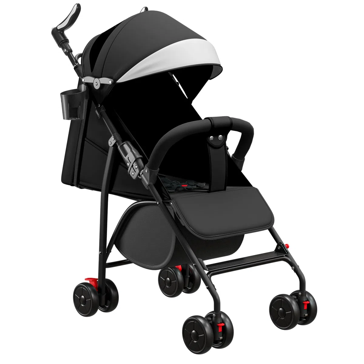 Ingenious Kompakter Buggy, mit Liegeposition, ab Geburt bis 4 Jahre (bis 25 kg), 47 x 72 x 97 cm, Sitz/Liegen, Moskitonetz aus Baumwolle, Schwarz