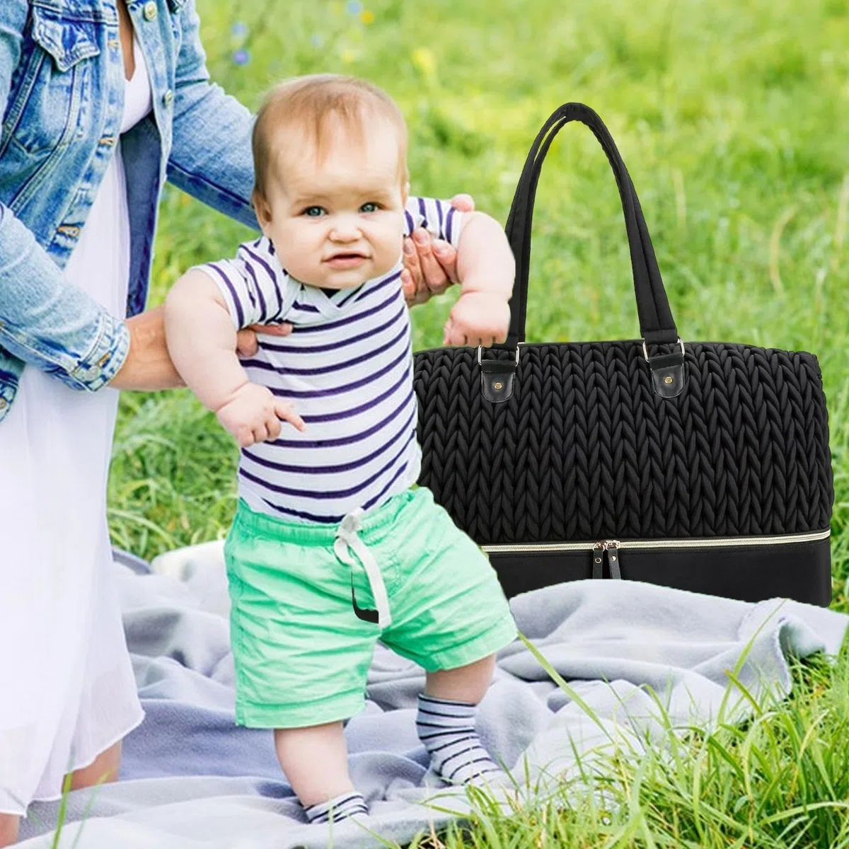 Generico Wasserdichte Wickeltasche für Damen, tragbare Wickelunterlage mit | isolierter Tasche, Organizer für Windeln und Feuchttücher, praktisches Zubehör für Zuhause, Reisen, Spaziergänge Eltern