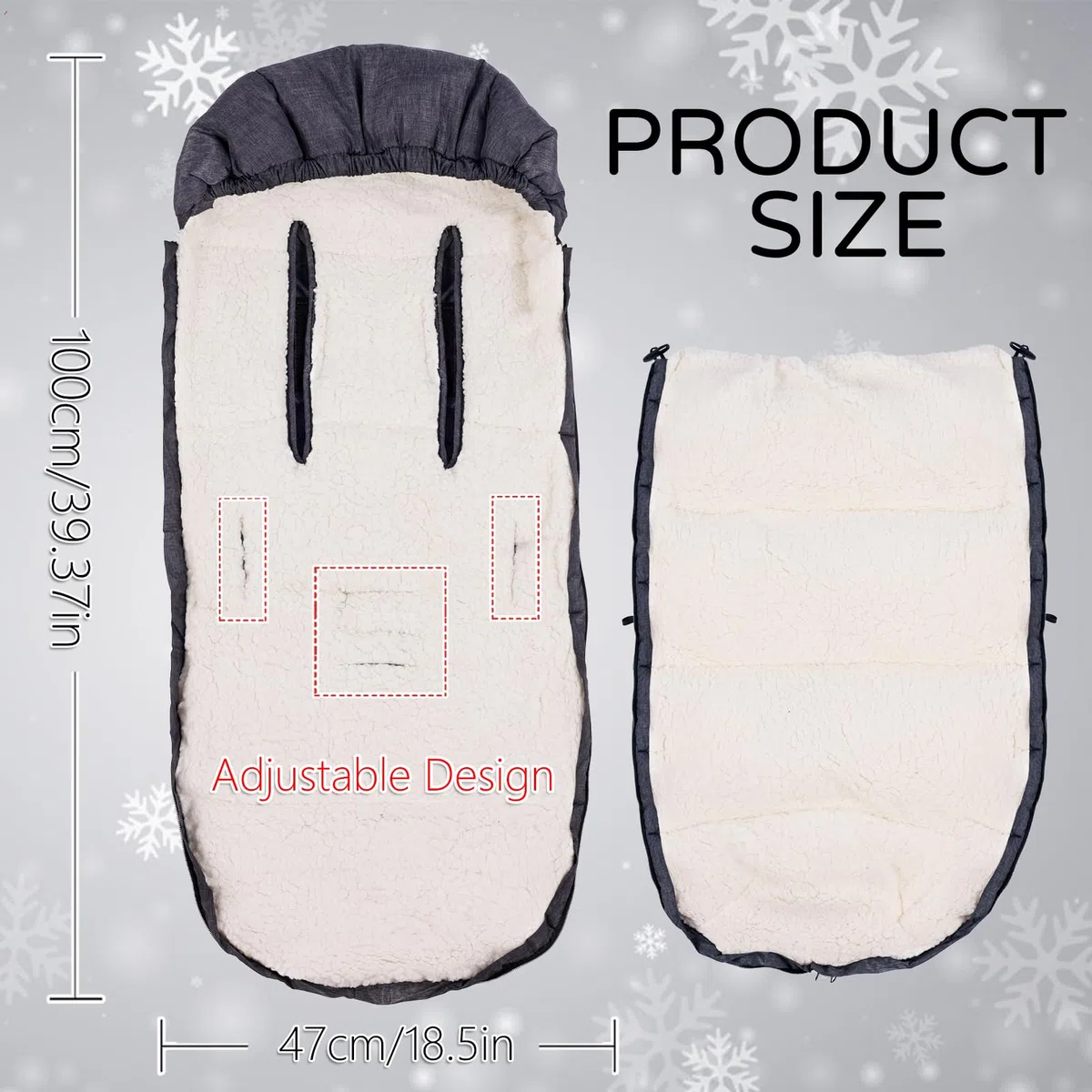 Baby Fußsack für Kinderwagen Winter, Fußsack Kinderwagen Baby Winter, Kinderwagen Fußsack, Fußsack Buggy, Winterfußsack Verdicktes, Universal,Grau