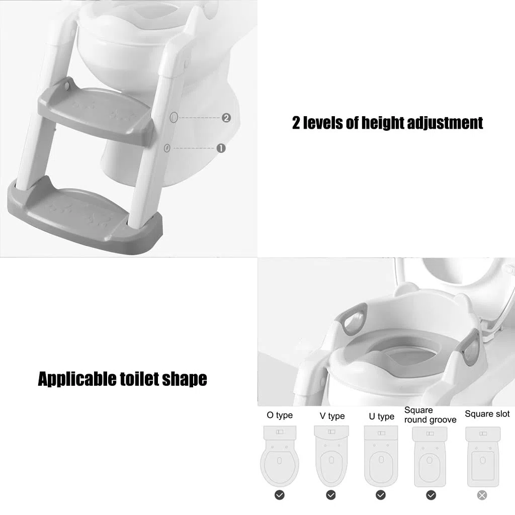 Toilettensitz Mit Treppe Verstellbare Höhe Toilettentrainer, Leichter Und Faltbarer Töpfchenstuhl Für Jungen Und Mädchen, Belastbar 50kg (Color : Blue, Size : 42 * 39.6 * 29.9cm)