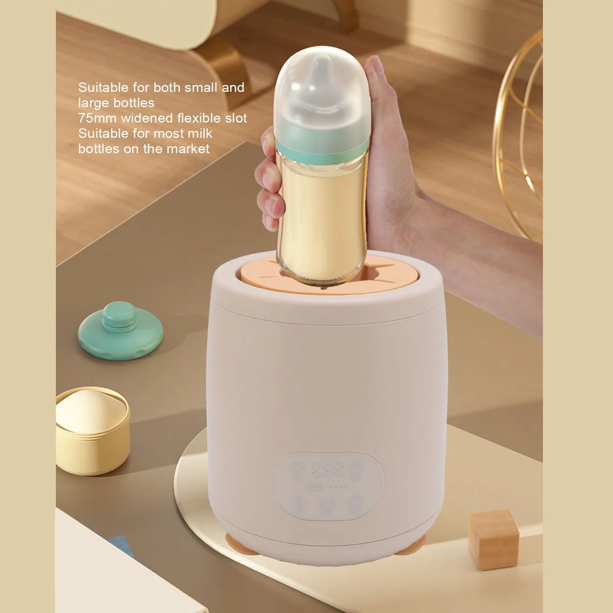 Baby-Milchflaschenwärmer, Automatischer Milchflaschen-Shaker, 3 Mischmodi, 4 Geschwindigkeitseinstellungen, Geräuscharm, Tragbarer Flaschen-Shaker-Wärmer mit Konstanter