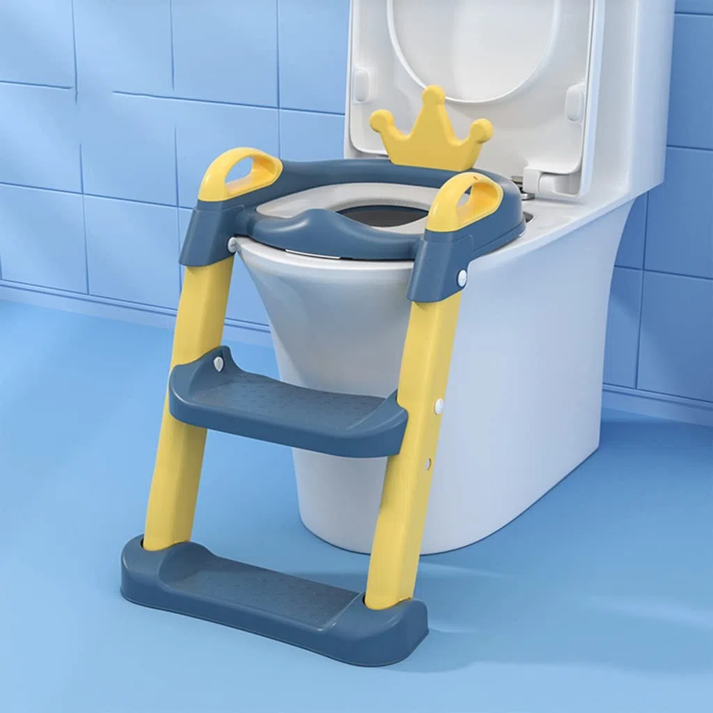 Wc Trainer Mit Treppe Süße Krone Toilettentrainer Mit Treppe Mit Rückenlehne, Verstellbares Falten Toiletten-Trainer Für Mädchen Und Jungen, Belastbarkeit 75kg